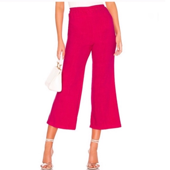 Privacy Please NWT Pant Rosa Wide-Leg Cropped Bright Pink Medium - Picture 3 of 13